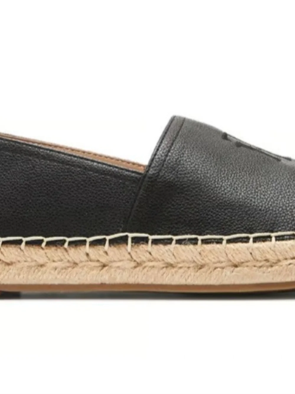 Tommy Hilfiger Black Leather Espadrille Flats with Natural Jute Trim Size 9